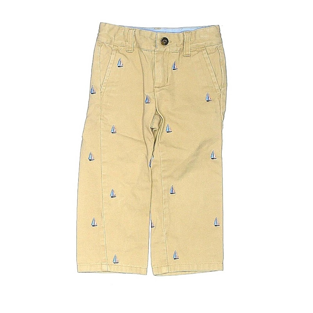 Janie & Jack Embroidered Sailboat khaki Pants 2T